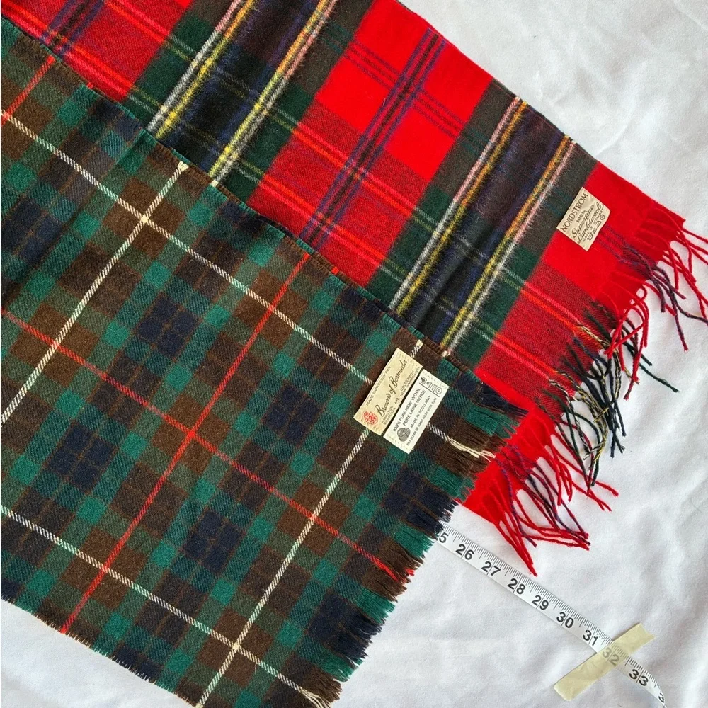 Nordstrom&Browns Bermuda VTG Vibrant Plaid Scarves Red/GreenBlue German Scottish